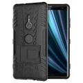 Dual Layer Rugged Tough Case & Stand for Sony Xperia XZ3 - Black