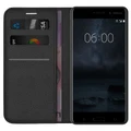 Leather Wallet Case & Card Holder Pouch for Nokia 6 (2017) - Black
