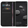 Leather Wallet Case & Card Holder Pouch for Huawei Mate 10 Pro - Black