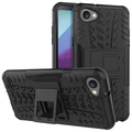 Dual Layer Rugged Tough Shockproof Case & Stand for LG Q6 - Black