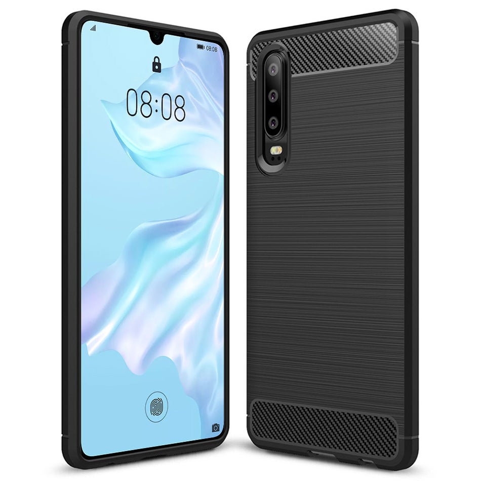 Flexi Slim Carbon Fibre Case for Huawei P30 Pro - Brushed Black