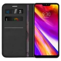 Leather Wallet Case & Card Holder Pouch for LG G7 ThinQ - Black