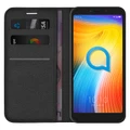 Leather Wallet Case & Card Holder Pouch for Alcatel 1S - Black