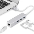 Aluminium (3-Port) USB 3.0 / RJ45 Gigabit Ethernet Hub for MacBook Pro / Laptop
