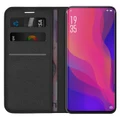 Leather Wallet Case & Card Holder Pouch for Oppo Find X - Black