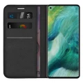 Leather Wallet Case & Card Holder Pouch for Oppo Find X2 Pro - Black