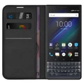 Leather Wallet Case & Card Holder Pouch for BlackBerry KEY2 LE - Black