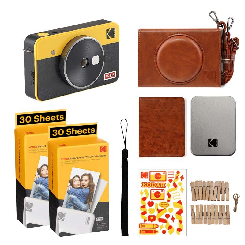 Image of Kodak C210R Mini Shot 2 Retro Instant Camera - Yellow w/ Accessory Kit + Film x 2