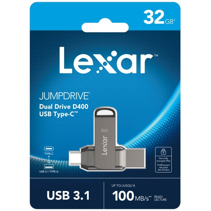 Image of Lexar JumpDrive Dual Drive D400 32GB USB 3.1 Type-C