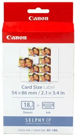 Image of Canon KC18IL Ink/Label, 8 Stickers per Credit Card Sized Sheet for Canon Selphy
