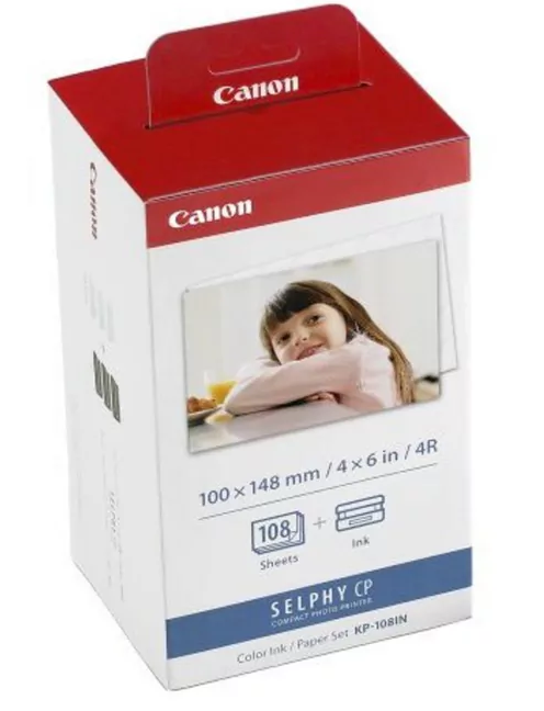 Image of Canon KP108IN Colour Ink Paper Set Post Card size (148x100mm) 108 Sheets