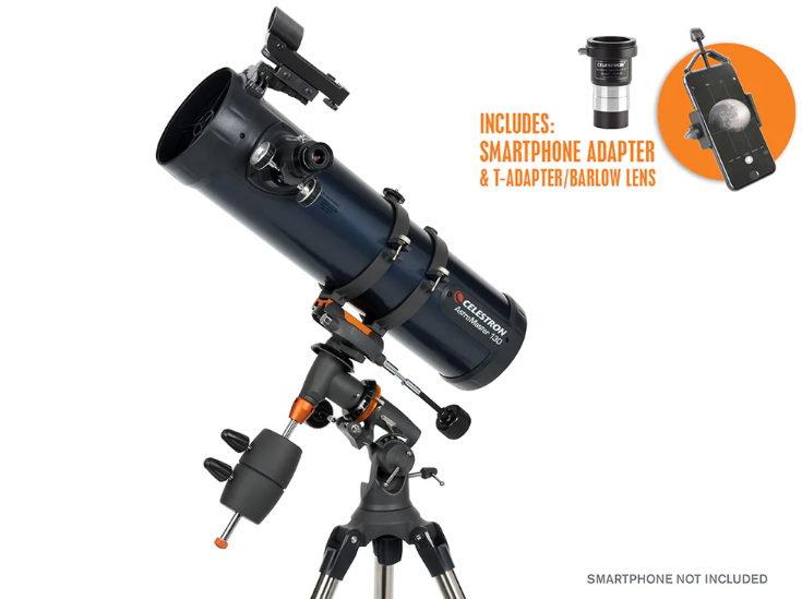 Image of Celestron Astromaster 130EQ Newtonian With Phone Adapter & T-Adapter/Barlow