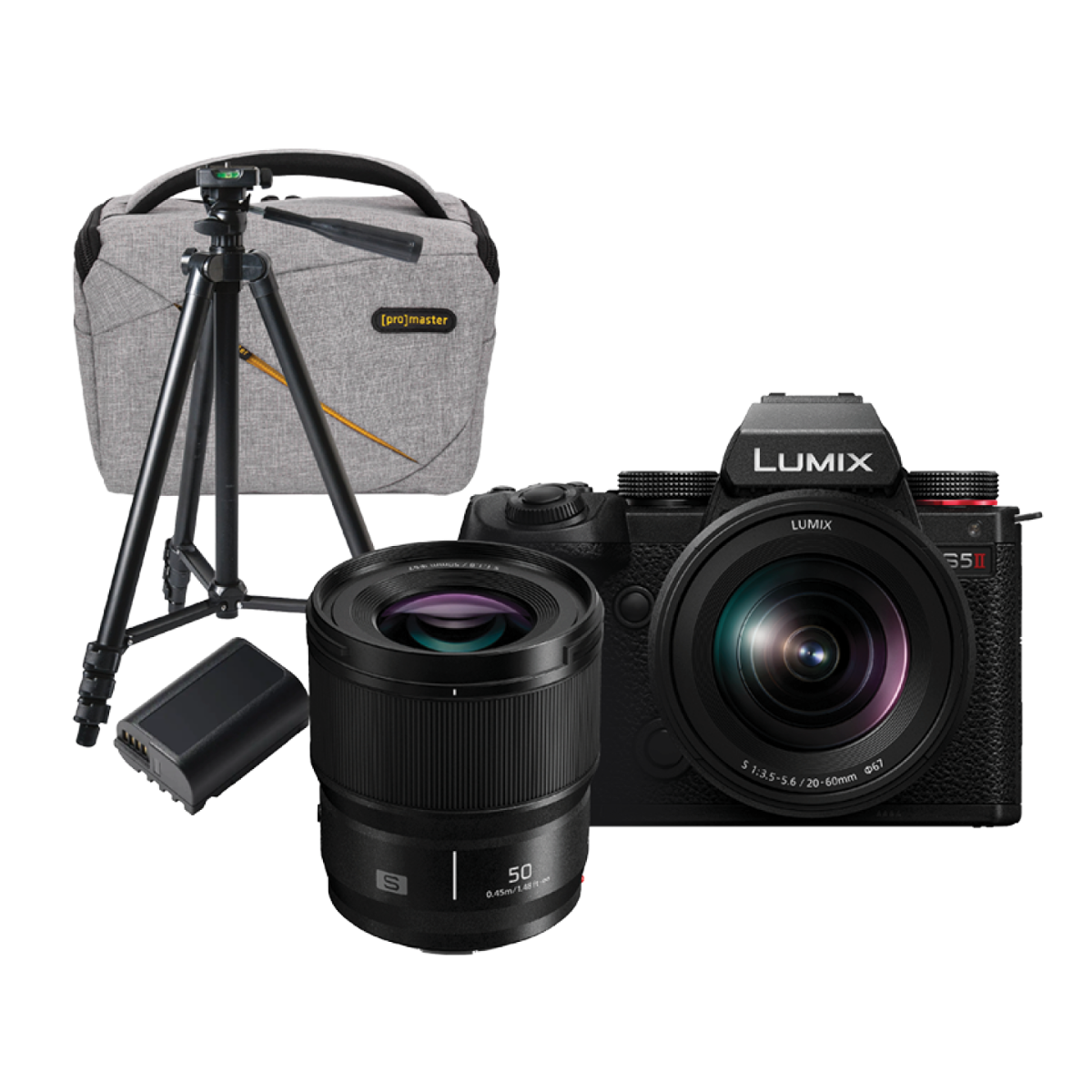 Image of Panasonic Lumix S5II Body w/ Lumix 20-60mm,S 50mm f/1.8 w/ Battery, Bag &Tripod CS Camera