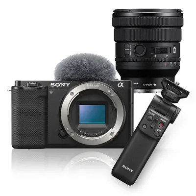 Image of Sony ZVE1B Black Body w/ FE 16-35mm f/4 PZ G lens & Grip Full Frame CS Camera