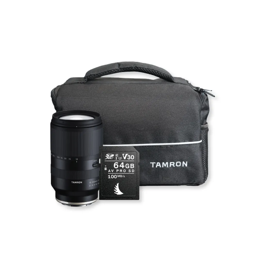 Tamron AF 18-300mm f/3.5-6.3 Di III VC VXD Black Lens-Sony E-Mount (APS-C) w/Bonus Bag&SD