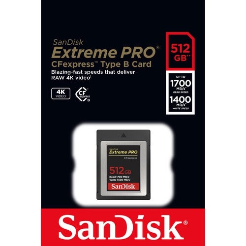Image of SanDisk Extreme Pro CFexpress 512GB Type B Memory Card 1700MB/s read / 1200MB/s write