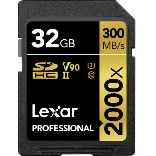 Image of Lexar Professional 2000x SDHC 32GB - 300MB/s V90 UHS-II U3 Memory Card
