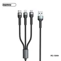 3 in 1 Multi USB Charger Charging Cable Remax Type-C iPhone Micro-USB Black Sliver