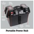 Proflow Battery Box Kit Portable Power Storage Marine Cig & USB Socket Volt Meter Display 16A External Size 435W x 265D x 330H .