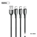 3 in 1 Multi USB Fast Charging Cable Remax Type-C iPhone Micro-USB 3.1A Black
