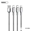 3 in 1 Multi USB Fast Charging Cable Remax Type-C iPhone Micro-USB 3.1A Silver
