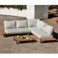 Tulum Outdoor Corner Lounge Setting With Coffee Table - Charcoal with Textured Grey