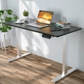 Adjustable Height Electric Standing Desk, Motorised Stand Up Desk Sit Stand Desk 120cm Splice Board, Bright Silver Frame/Black Matte Table Top