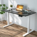 Adjustable Height Electric Standing Desk, Motorised Stand Up Desk Sit Stand Desk 140cm Splice Board, White Frame/Black Matte Table Top