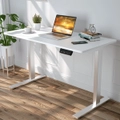 Adjustable Height Electric Standing Desk, Ergonomic Stand Up Desk Sit Stand Desk with 140 x 60cm Splice Board, Silver Frame/White Table Top