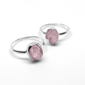 Rose Quartz Crystal Silver 925 Ring Natural Jewellery Raw Solitaire One Piece Variant Size 6 7 8 US/CA
