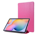 For Samsung Galaxy Tab S8 (2022)/Tab S7 (2020) Case, Silk Magnetic PU Leather Case, Stand, Pen Slot, Rose Red