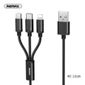 Phone Cable Remax Charging 3 in 1 Lightning, Micro USB Type C Cable Black