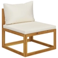 Sectional Middle Sofa & Cream White Cushion Solid Acacia Wood vidaXL