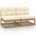 Garden Middle Sofas with Cream Cushions 2 pcs Solid Pinewood vidaXL