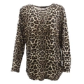 FIL Women's Leopard Print Knitted Long Sleeve Top Jumper Sweater Pullover