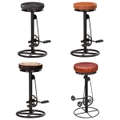 2x Bar Stool with Canvas Print Real Leather Seating Seat Multi Colours vidaXL