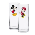 Disney Mickey and Minnie Mouse Cartoon Set of 2 Highball Glasses