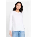 4 X Bonds Womens Long Sleeve Crew Tee Cotton T-Shirt White