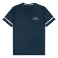 Ford Logo Navy Tee T-Shirt with Striped Sleeves