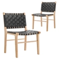 DukeLiving Cuba Woven Strapping Dining Chair Ash & Black (Set of 2)