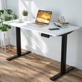 Adjustable Height Electric Standing Desk, Motorised Stand Up Desk Sit Stand Desk 140cm Splice Board, Black Matte Frame/White Table Top