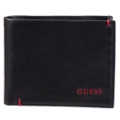 Guess Julian Double Billfold Mens Leather Wallet Credit Cards Holder Black/Red
