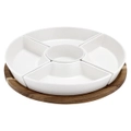 Ladelle 35cm Essentials White Spinning Stoneware Acacia Grazing Serving Platter