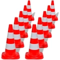 10x Reflective Traffic Cones in Red and White 50cm