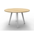 RAPIDLINE ETERNITY ROUND MEETING TABLE 900mm Diameter x H730mm Natural Oak Top White Frame