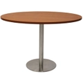 Rapidline Circular Meeting Table Stainless Steel Disc Base 1200mm Cherry Top