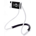 Universal Adjustable Phone Neck Stand Hanging on Neck Cell Phone Mount, Flexible Lazy Bracket DIY Free Rotating - White