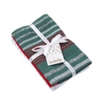 Ladelle Tea Towels GREEN STRIPE Assort Cotton Dish Cloths Set 3