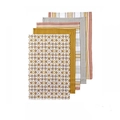 Ladelle Tile Kitchen Tea Towels Cotton Dish Cloths Gold Set of 5