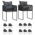 1/2x Outdoor Chairs with Pillows Poly Rattan Black Dining Sit Furniture vidaXL